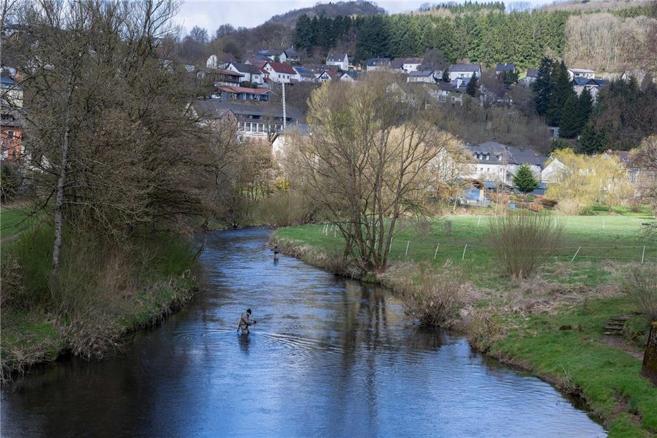 Fliegenfischer versuchen in der Kyll ihr Glück.Harald Tittel/dpa