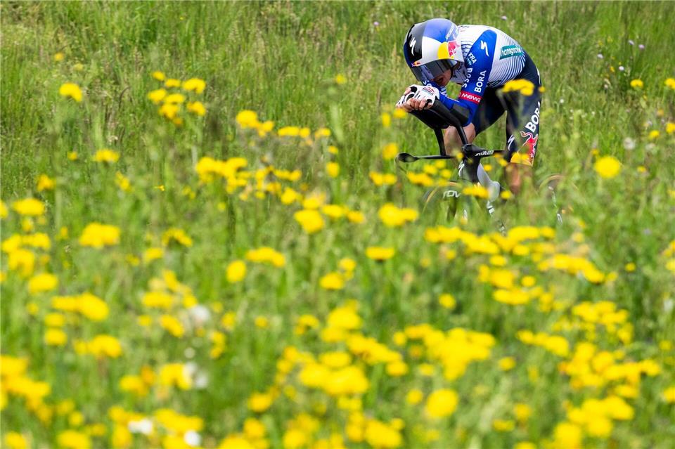 Florian Lipowitz legte ein überzeugendes Zeitfahren ab.Jean-Christophe Bott/KEYSTONE/dpa