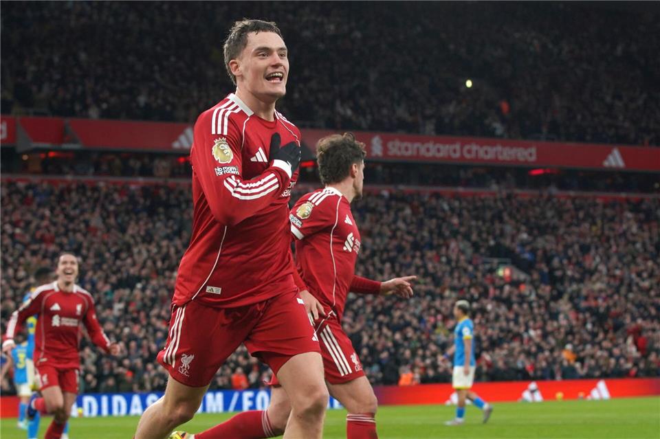 Florian Wirtz erzielte sein erstes Pflichtspieltor für den FC Liverpool.Ian Hodgson/AP/dpa