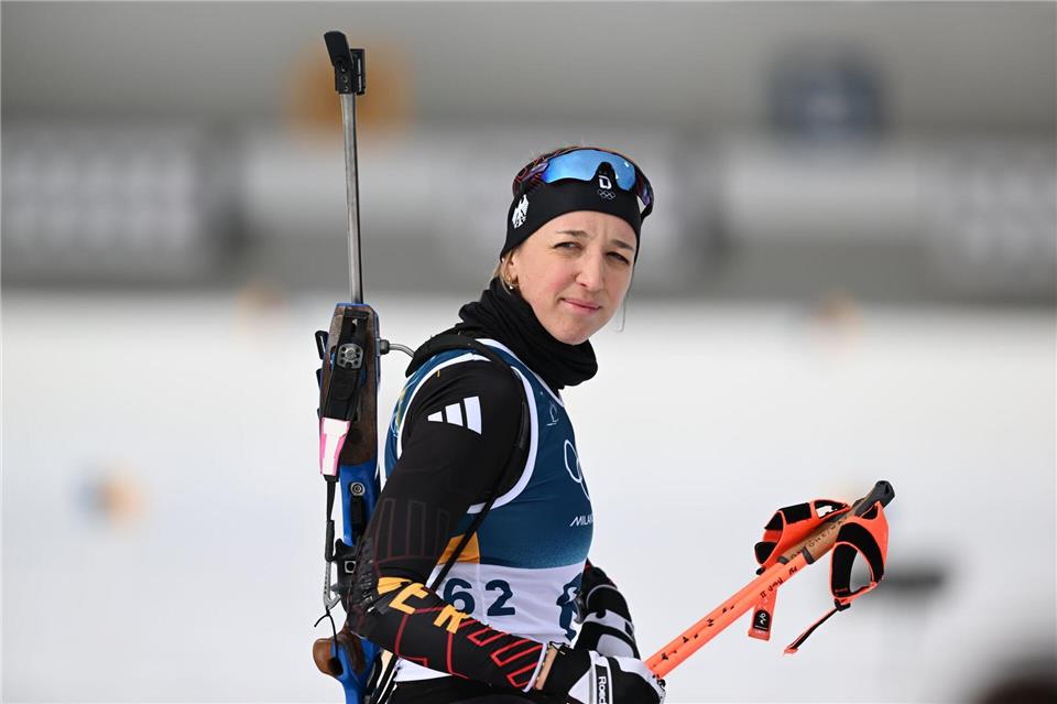 Franziska Preuß leistete sich zwei Schießfehler.Hendrik Schmidt/dpa