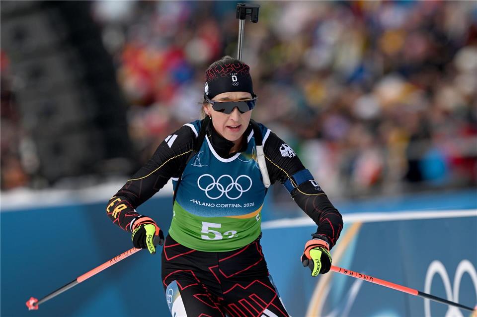 Franziska Preuß musste den nächsten Rückschlag am Schießstand hinnehmen.Hendrik Schmidt/dpa