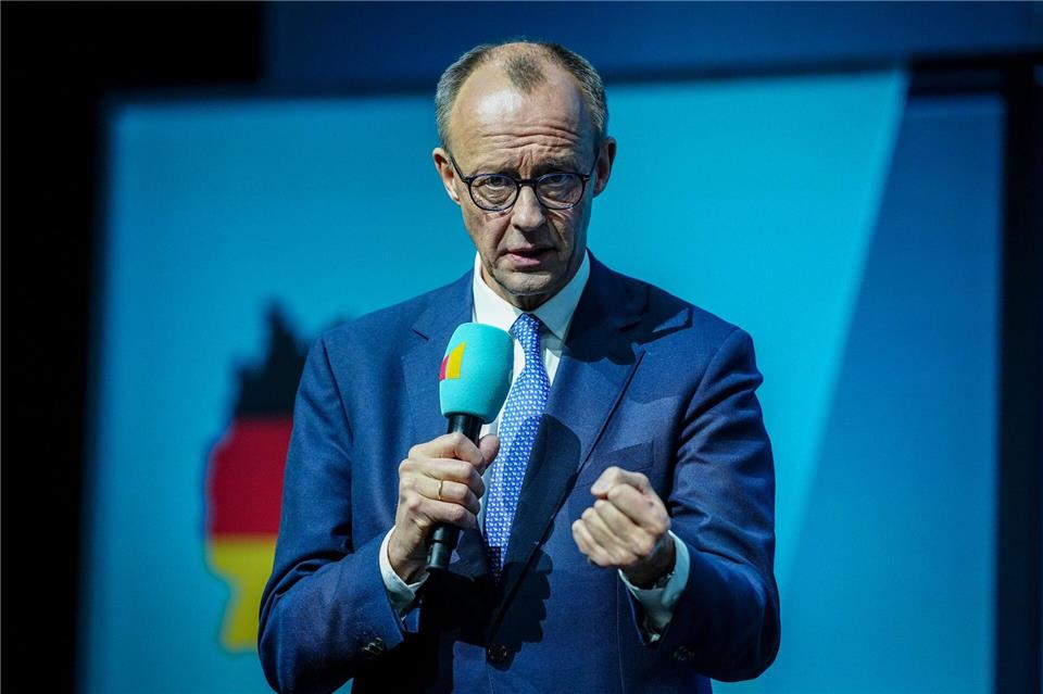 Friedrich Merz trat im Wahlkampf bei der Berliner CDU auf. Kay Nietfeld/dpa