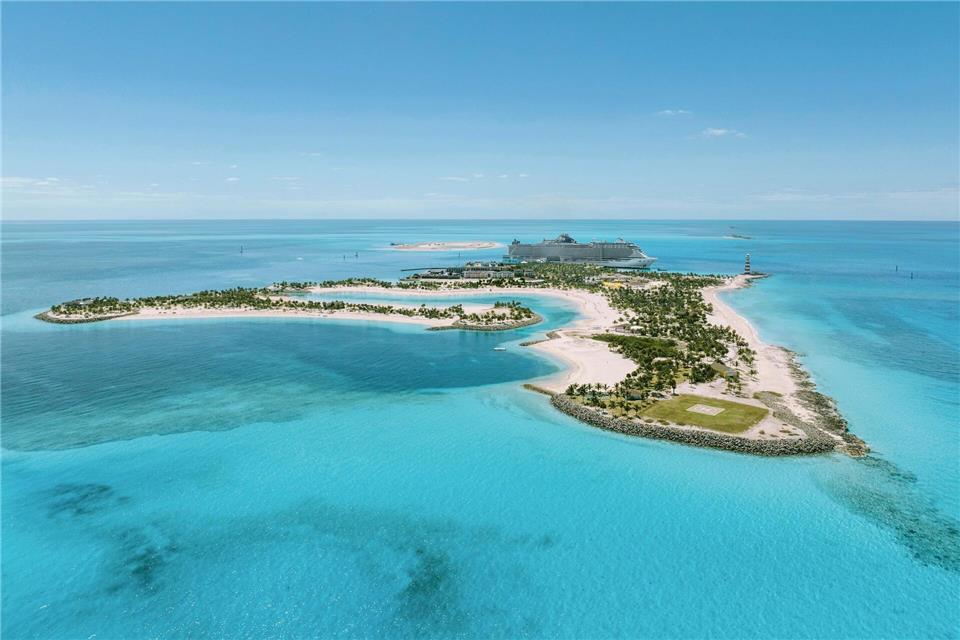Früher wurde hier Sand abgebaut: Ehe die Insel Ocean Cay 2019 für den Urlaubsbetrieb öffnete, mussten laut MSC Cruises auf dem Eiland und aus dem umliegenden Küstengewässer rund 7.500 Tonnen Altmetall geborgen werden.MSC Cruises/dpa-tmn
