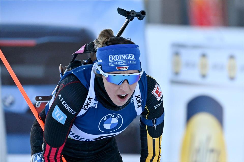 Für Franziska Preuß ist der Weltcup in Ruhpolding ein Heimspiel.Hendrik Schmidt/dpa