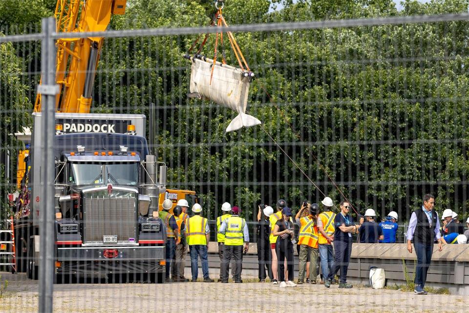 Für den Einsatz wurden Kräne benötigt.Carlos Osorio/The Canadian Press via AP/dpa