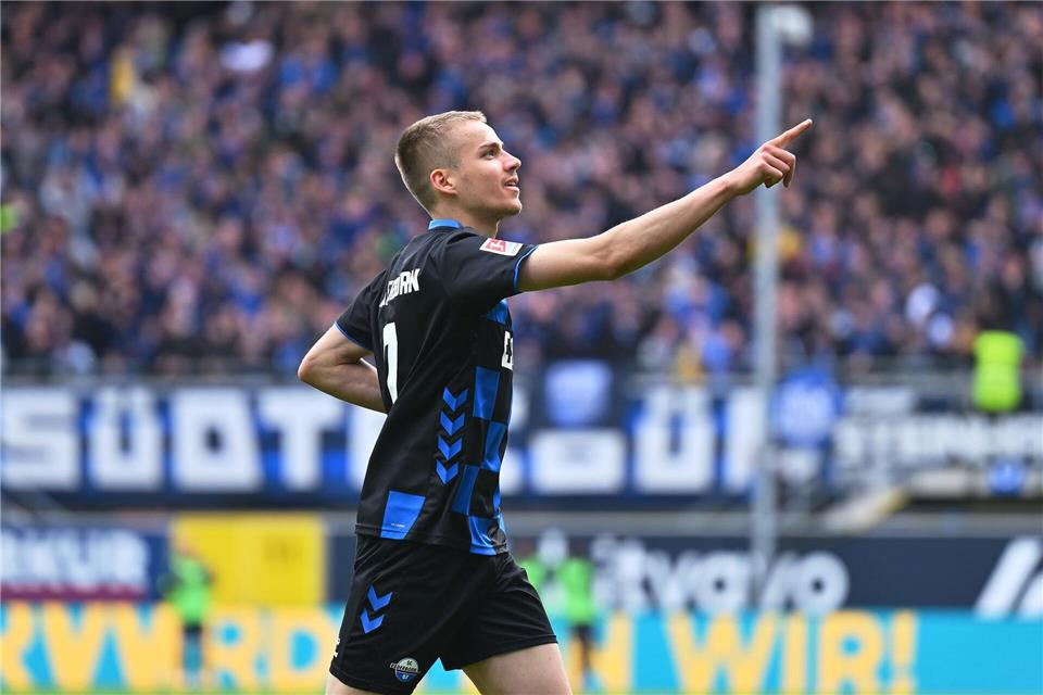 Für den SC Paderborn und Torschütze Filip Bilbija geht es weiter bergauf.Swen Pförtner/dpa