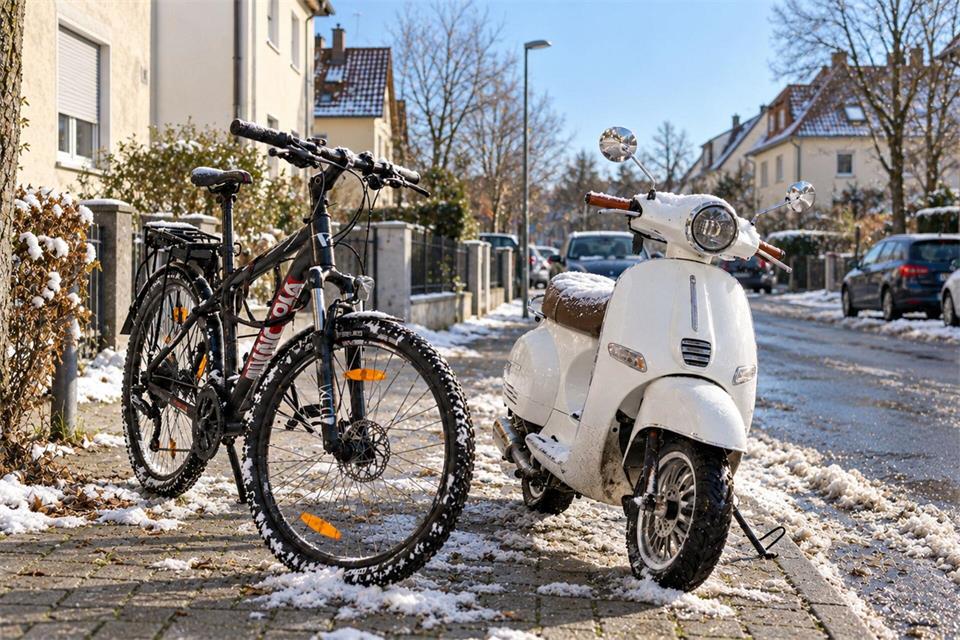 Ganzjahresfahrer: Für einspurige Kfz sind Winterreifen auf winterlichen Straßen keine Pflicht, doch sie können den Halt verbessern.GTÜ/dpa-tmn