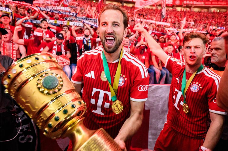 Gar nicht lange her: Im DFB-Pokalfinale war Harry Kane mit einem Hattrick Bayerns Matchwinner gegen Stuttgart. (Archivbild)Tom Weller/dpa