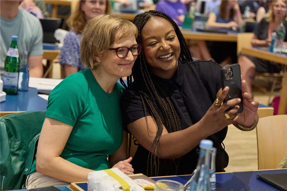 Gast auf dem Landesparteitag war die Bundesvorsitzende Franziska Brantner (links).Georg Wendt/dpa