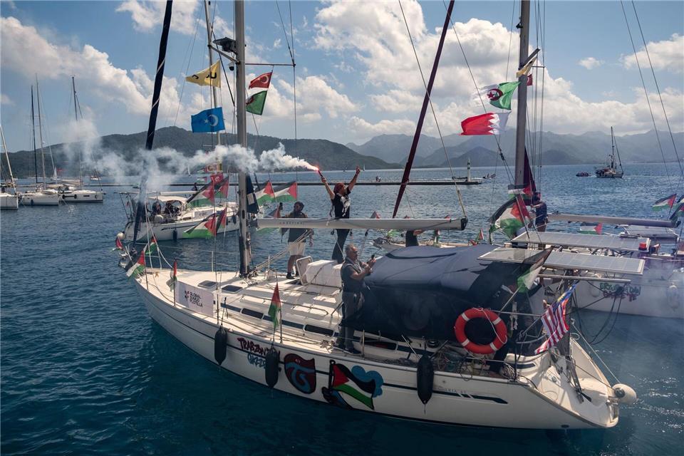 Gaza-Hilfsflotte beim Verlassen des türkischen Hafens von Marmaris in Richtung Gaza. (Archivbild)Murat Kocabas/AP/dpa
