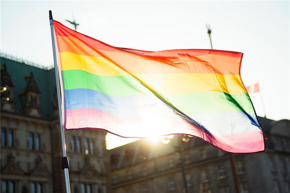 Gegen den Beschluss der Stadtvertretung Neubrandenburgs, die Regenbogenflagge vom Bahnhofsvorplatz zu verbannen, regt sich in der Stadt Widerstand. Gregor Fischer/dpa