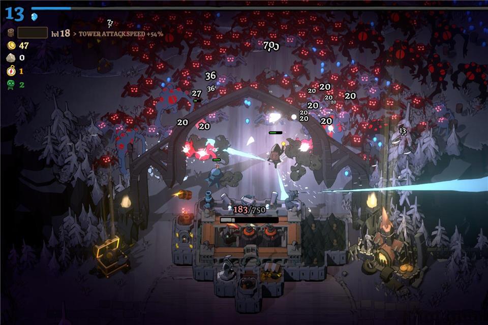 Gegner über Gegner kommen automatisch näher und attackieren die Stadt.Raw Fury/dpa-tmn