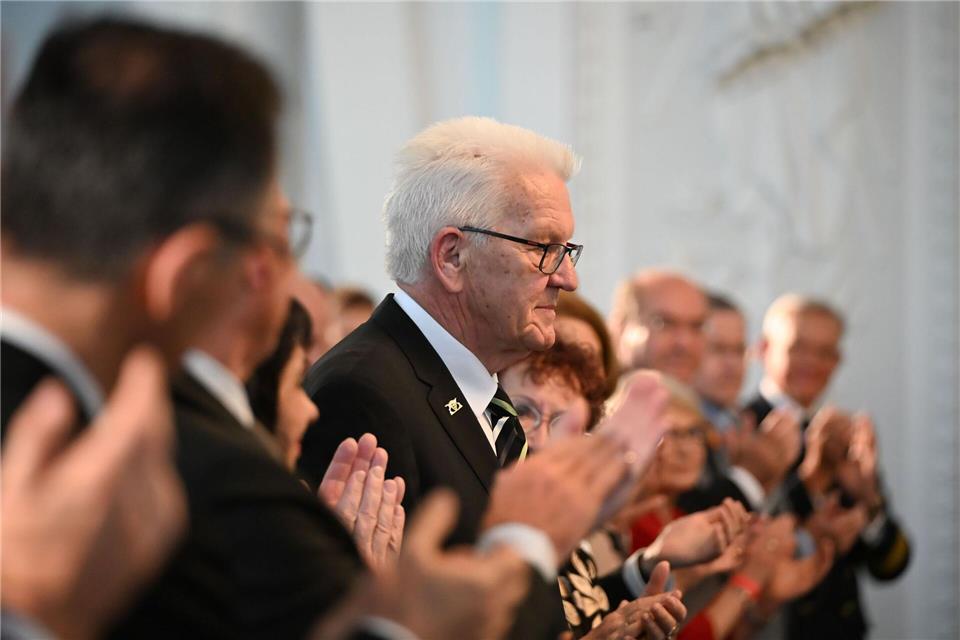 Gerührt ja, aber ohne Tränen: Kretschmann ließ sich am Mittwoch feiern.Katharina Kausche/dpa