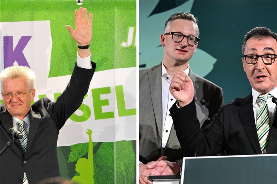 Geschenk mit Symbolkraft: Özdemir trägt die selbe Krawatte wie Kretschmann 2011. Uwe Anspach/Bernd Weißbrod/dpa
