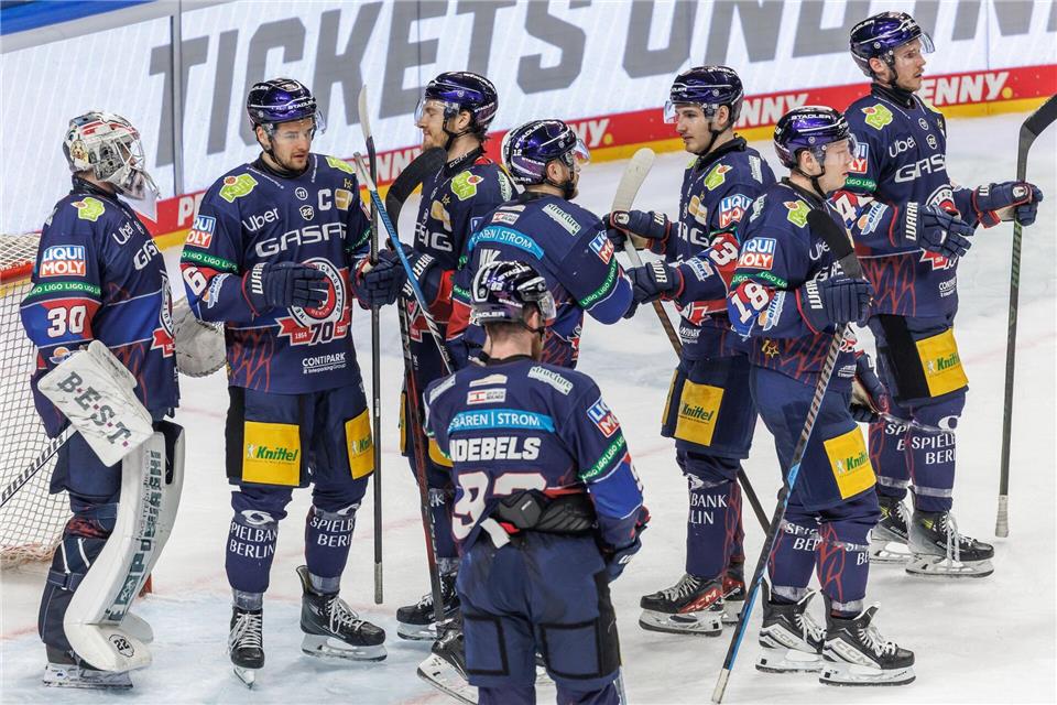 Gingen wieder als Sieger vom Eis: Die Eisbären Berlin.Andreas Gora/dpa