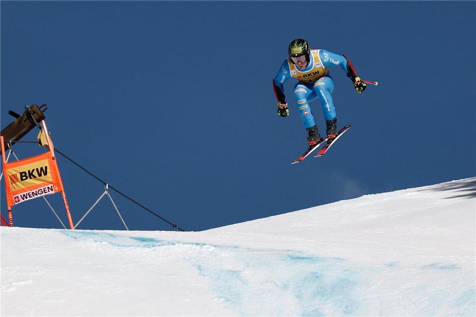 Giovanni Franzoni gelingt beim Super-G von Wengen eine exzellente Fahrt.Gabriele Facciotti/AP/dpa