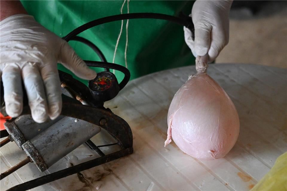 Glitschige Schweinsblasen sind fester Bestandteil der Schwäbisch-Alemannischen Fasnet. Bernd Weißbrod/dpa