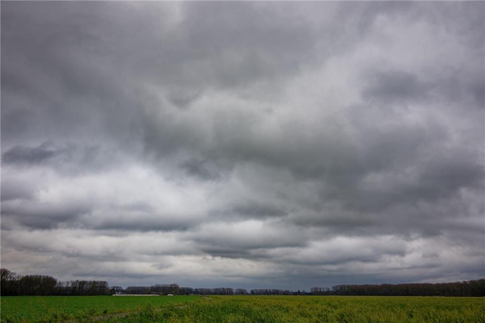 Graue Regenwolken prägen in den kommenden Tagen das Wetter in Nordrhein-Westfalen. (Archivbild)Henning Kaiser/dpa