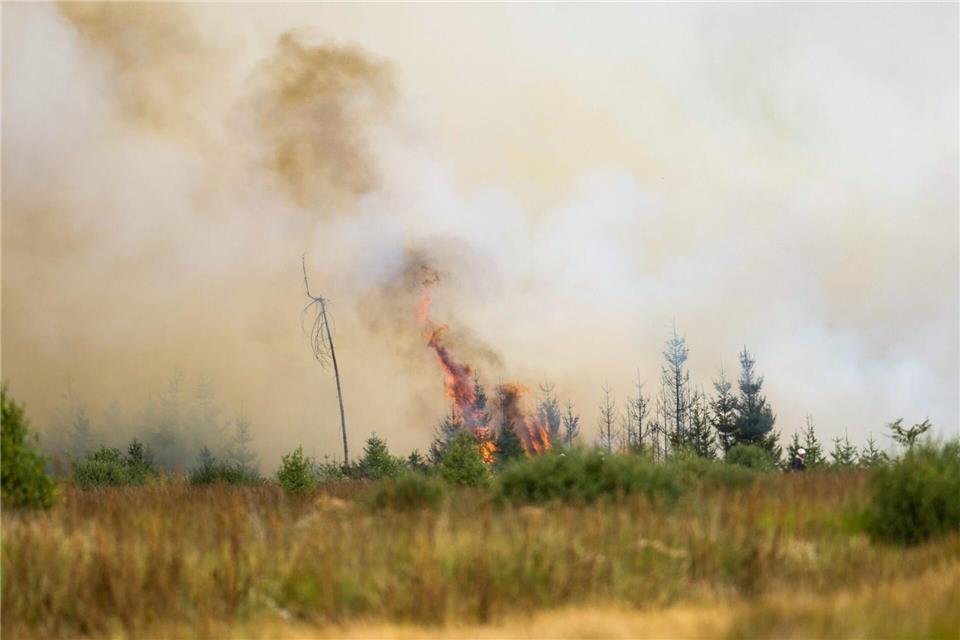 Große Waldbrände in Belgien und Westdeutschland haben Folgen auch für Regionen im Südwesten.Christoph Reichwein/dpa