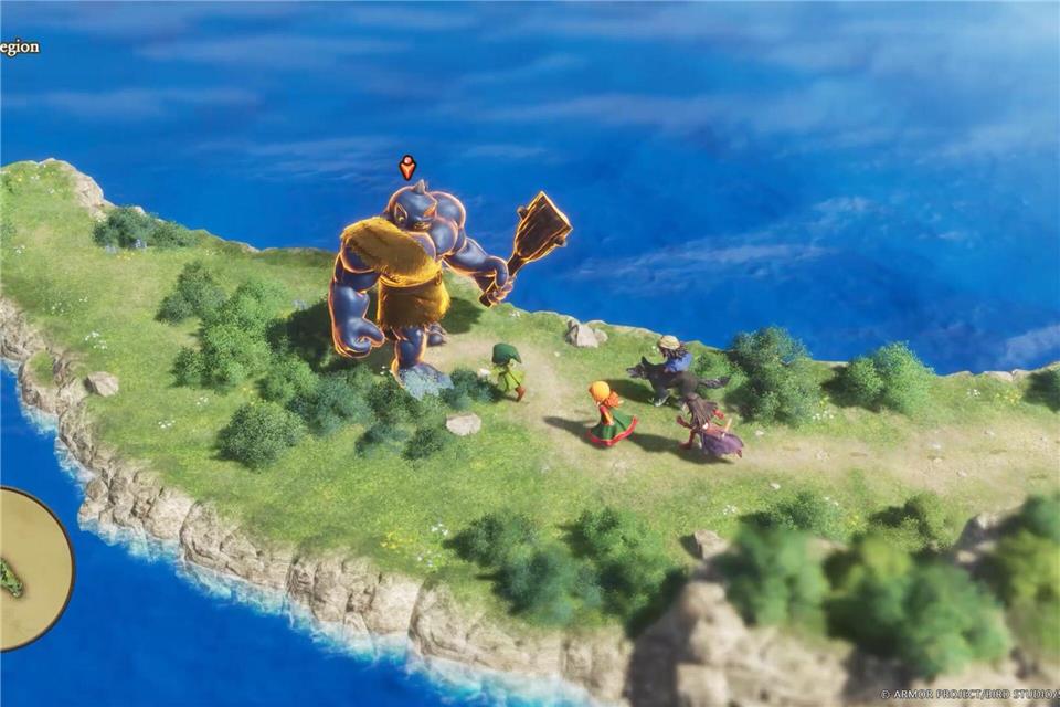 Großer Bosskampf auf kleiner Insel in „Dragon Quest VII Reimagined“.-/Square Enix/dpa-tmn