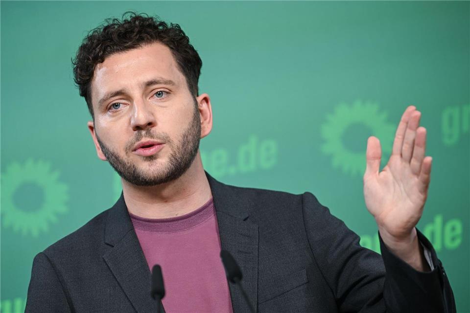 Grünen-Chef Felix Banaszak war bei der Landesdelegiertenkonferenz dabei. Britta Pedersen/dpa