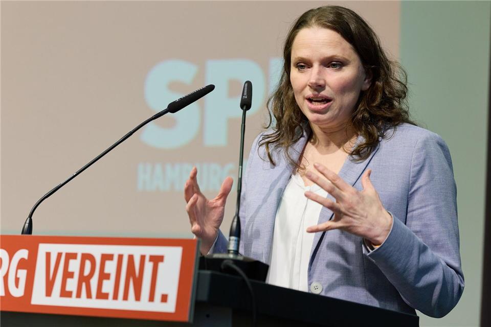 Hamburgs SPD-Vorsitzende Melanie Leonhard hat den Gewerkschaften den Rücken gestärkt.Georg Wendt/dpa