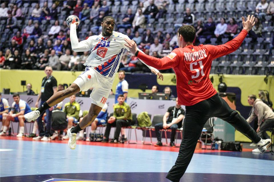 Handball-Nationalspieler Dika Mem erzielte fünf Treffer für Frankreich.Stian Lysberg Solum/NTB/dpa