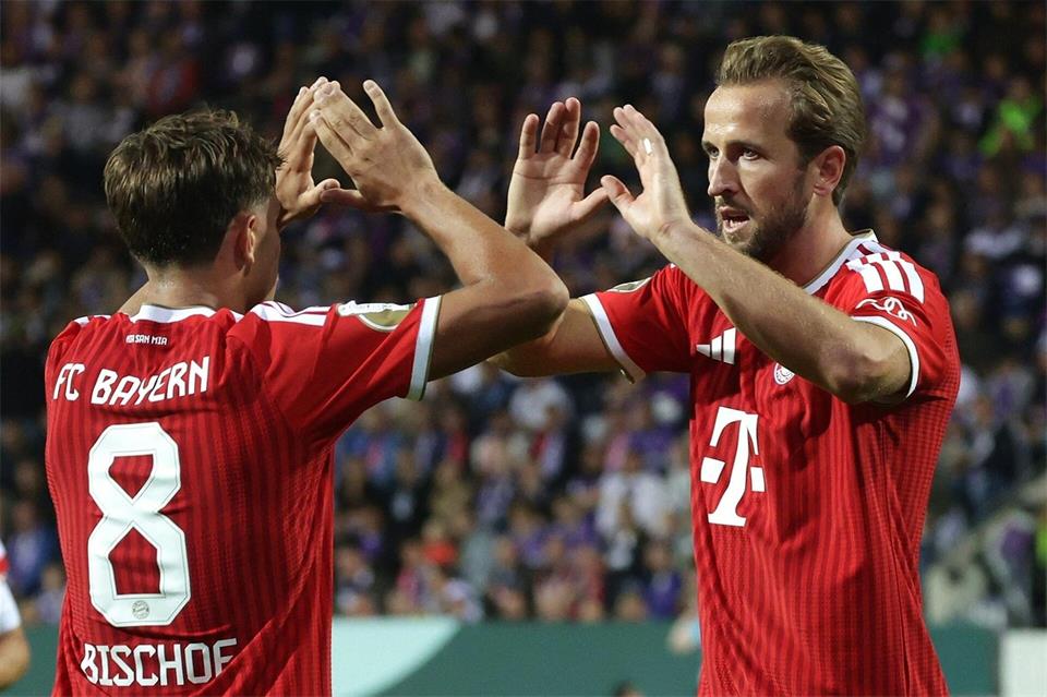 Harry Kane brachte die Bayern in Osnabrück zurück ins Spiel.David Ebener/dpa