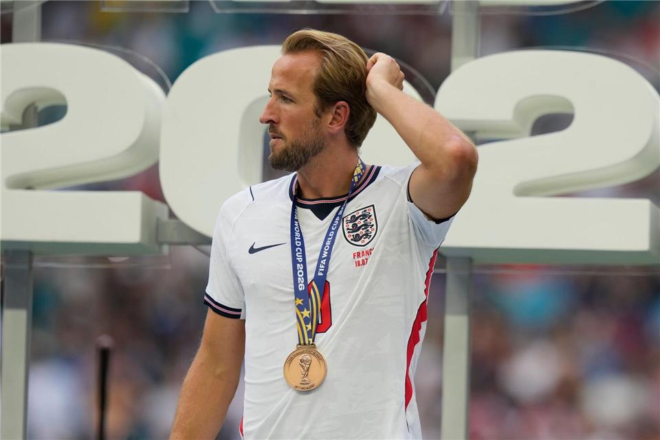 Harry Kane war als einer von wenigen Bundesliga-Stars am letzten WM-Wochenende noch dabei.Lynne Sladky/AP/dpa