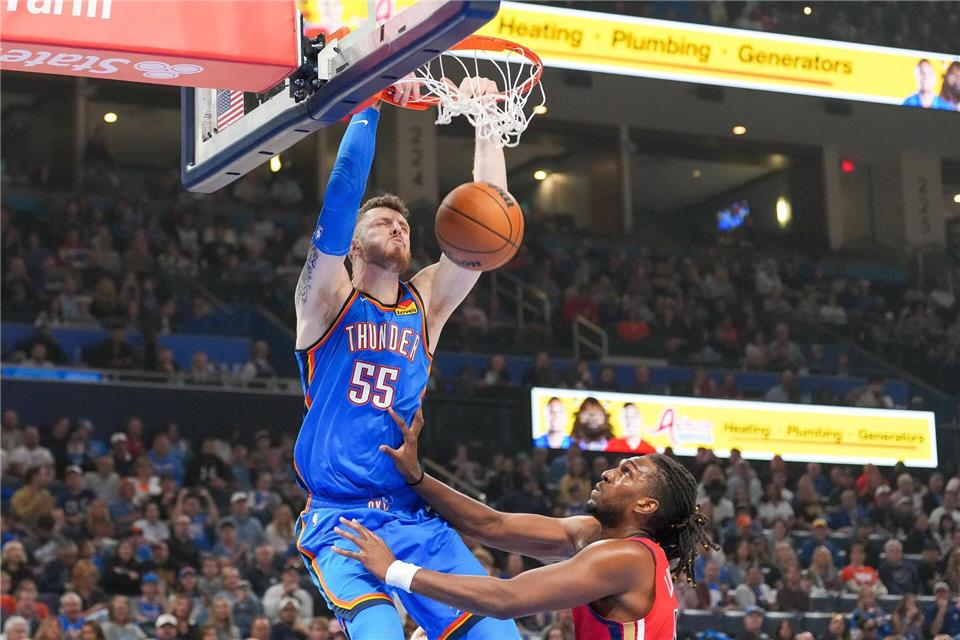 Hartenstein ist auch nach sieben Spielen noch ungeschlagen mit OKC.Kyle Phillips/AP/dpa