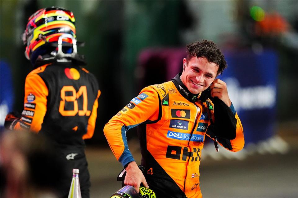 Hat Lando Norris nach dem Rennen in Katar auch gut lachen?David Davies/PA Wire/dpa