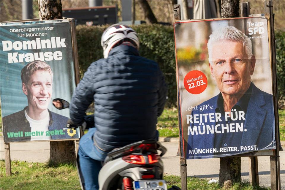 Heißt der Münchner Oberbürgermeister erneut Dieter Reiter oder doch Dominik Krause? Das entscheidet sich bei der Stichwahl am 22. März. (Archivbild)Peter Kneffel/dpa