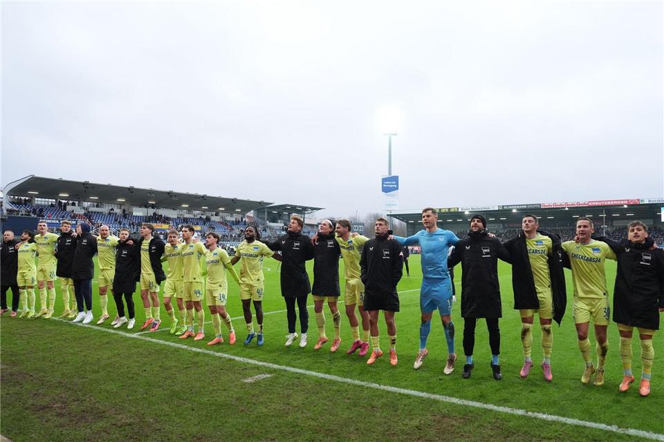 Hertha BSC feiert in Kiel. Marcus Brandt/dpa