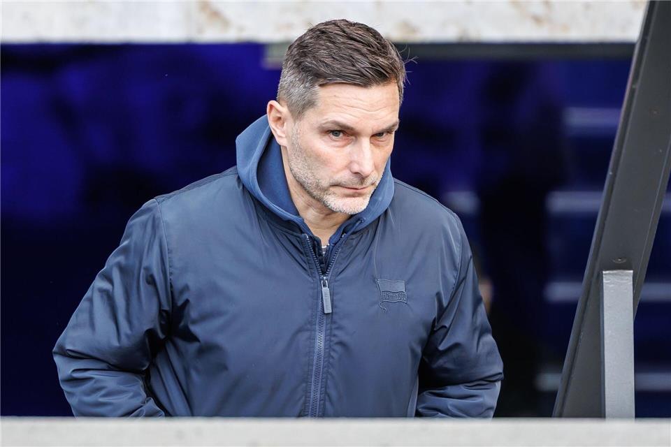 Hertha-Coach Stefan Leitl hat den Aufstieg bereits abgehakt. Andreas Gora/dpa