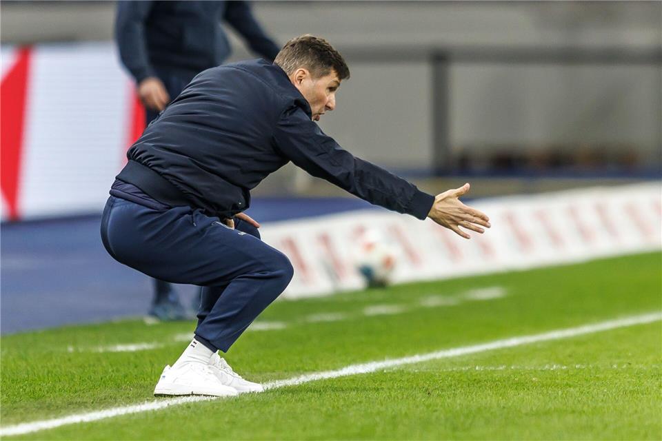Hertha-Coach Stefan Leitl sprach nach dem Remis von einem sehr enttäuschenden Ergebnis. Andreas Gora/dpa