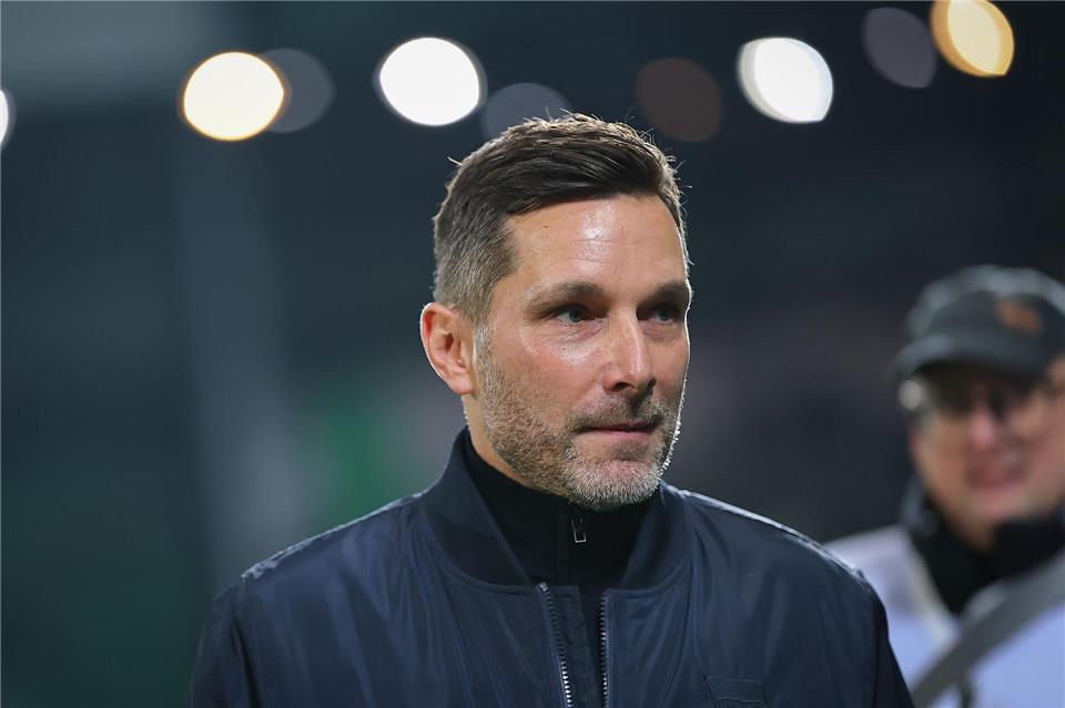 Hertha Coach Stefan Leitl will sich mit einem Sieg in die Weihnachtspause verabschieden. Daniel Karmann/dpa