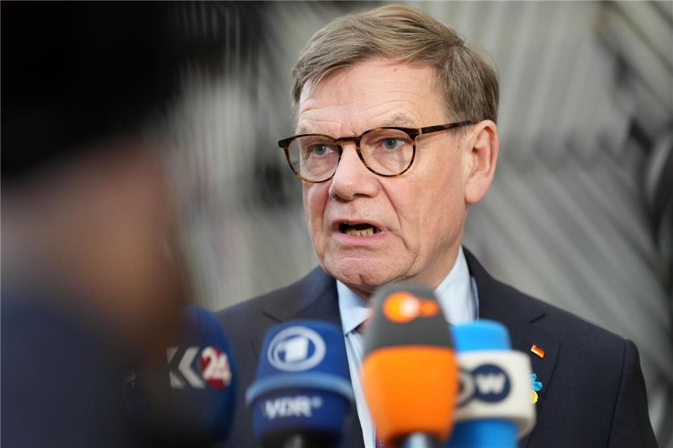 Hofft darauf, dass Ungarn seine Blockade schnell aufhebt: Deutschlands Außenminister Johann Wadephul.Virginia Mayo/AP/dpa