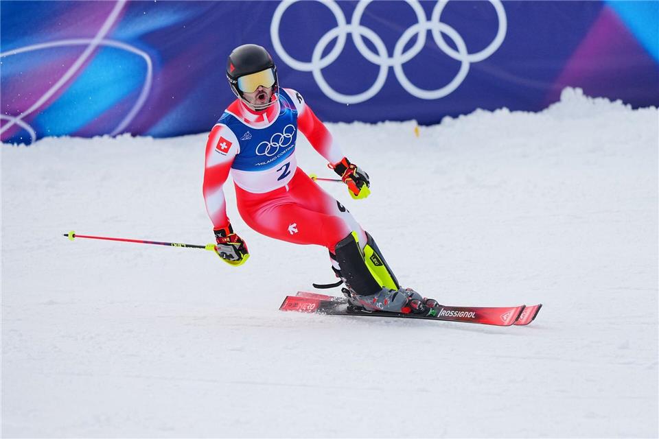 Holte seine dritte Medaille bei den Spielen in Italien: Loic Meillard.Michael Kappeler/dpa