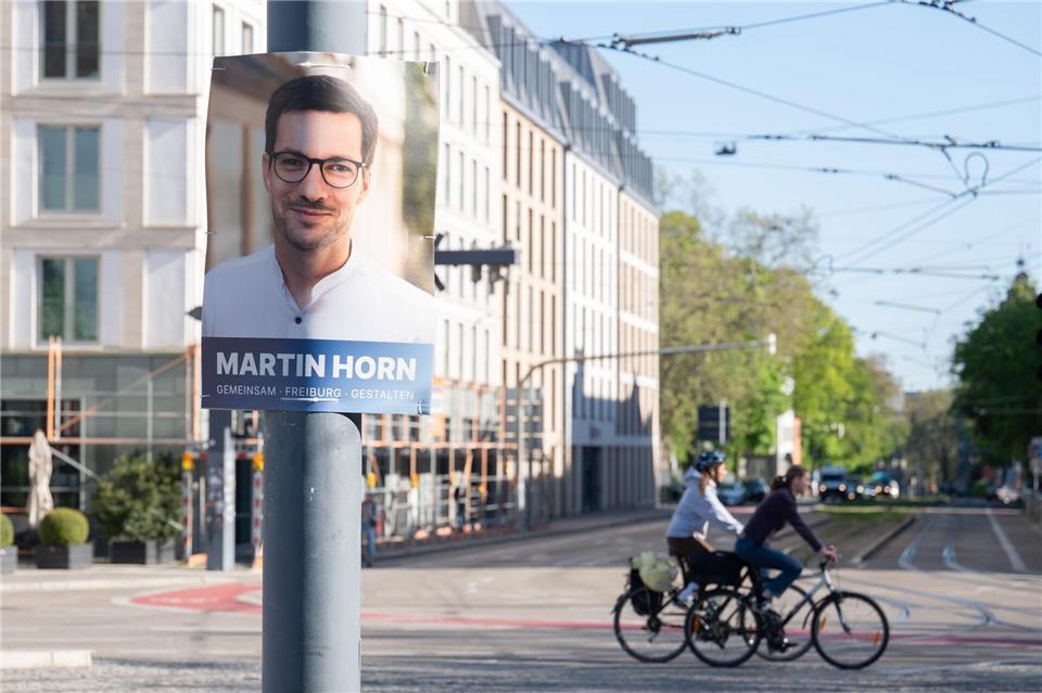 Horn setzte sich bei der vergangenen Wahl im Jahr 2018 gegen Grünen-OB Dieter Salomon durch.Silas Stein/dpa