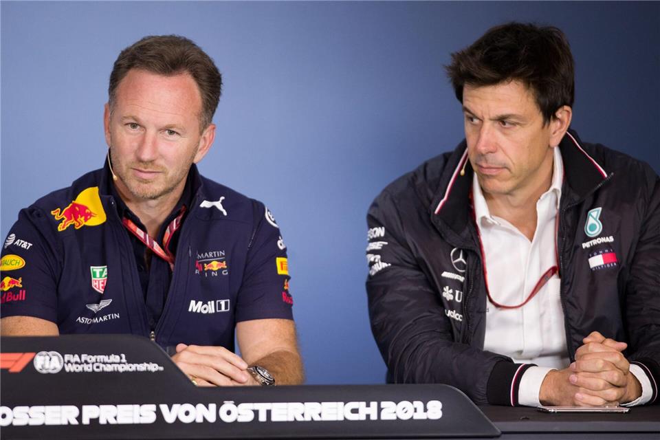 Horner (links) und Wolff haben sich in der Formel 1 oft gestritten. (Archivbild)Georg Hochmuth/apa/dpa
