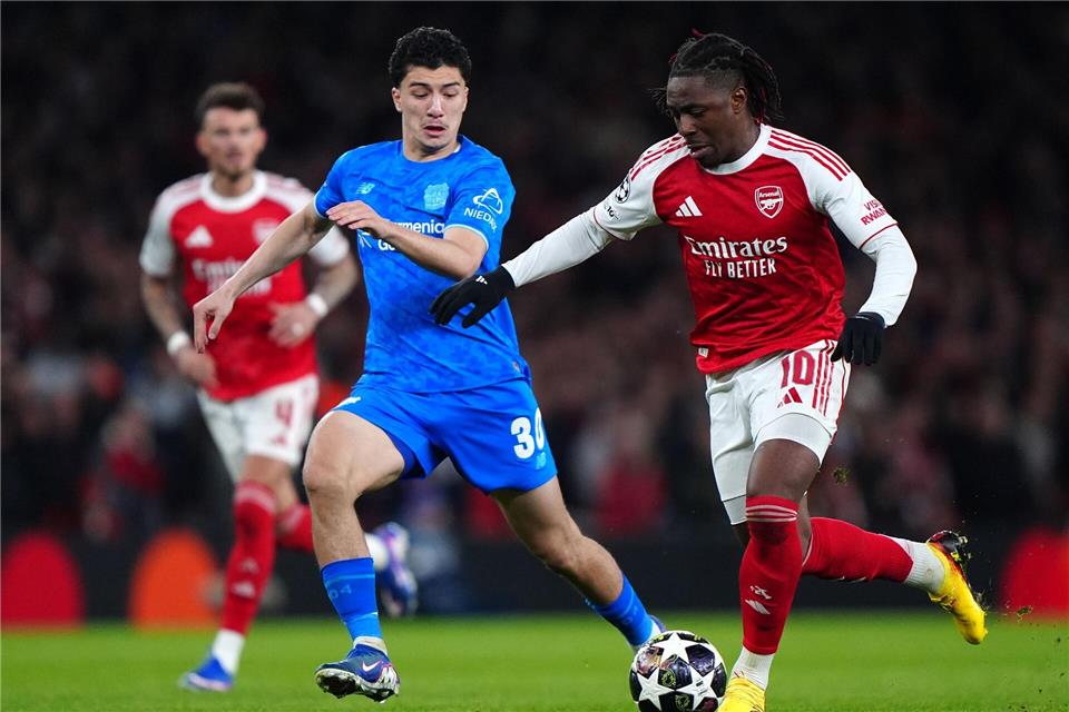 Ibrahim Maza ist einer von Leverkusens jungen Spielern, die laut Trainer Kasper Hjulmand große Fortschritte gemacht haben.Bradley Collyer/PA Wire/dpa