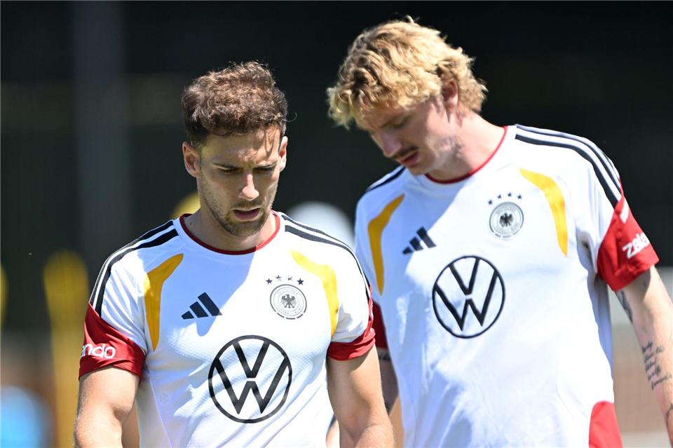 Ihr Turnier ist es noch nicht: Null-Minuten-Stürmer Nick Woltemade (r) und 25-Minuten-Mann Leon Goretzka hoffen auf Einsatzzeiten gegen Ecuador. Federico Gambarini/dpa