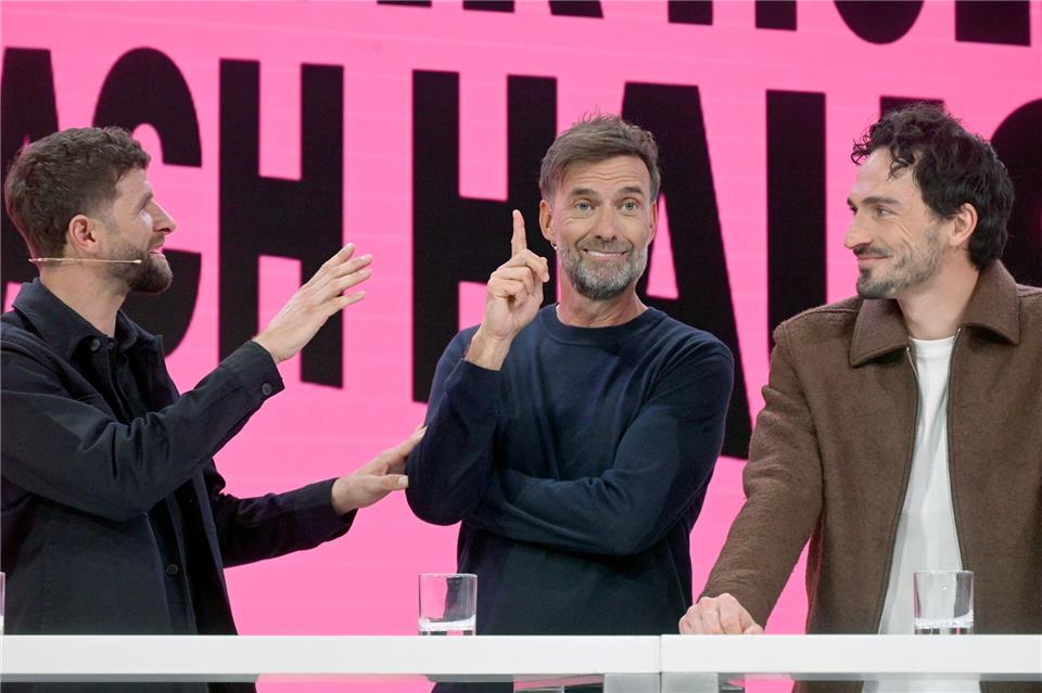 Illustre Telekom-Experten für die WM: Thomas Müller (l), Jürgen Klopp (M) und Mats Hummels.Felix Hörhager/dpa