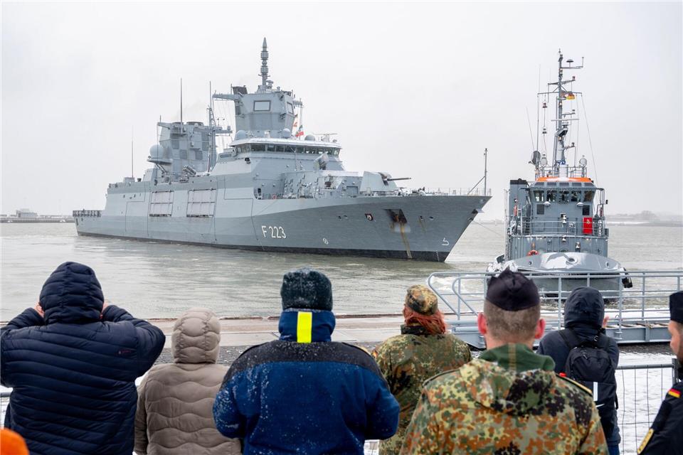 Im Februar lief die Fregatte Nordrhein-Westfalen von Wilhelmshaven zum Unifil-Einsatz aus.Hauke-Christian Dittrich/dpa
