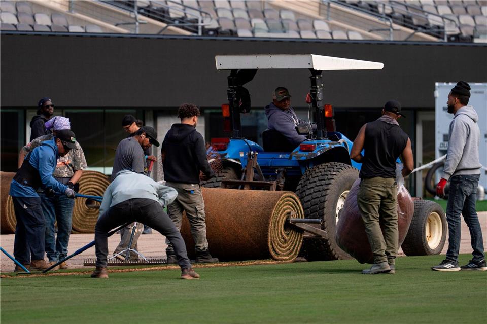 Im Finalstadion wurde Naturrasen verlegt. (Archivbild)Yuki Iwamura/AP/dpa