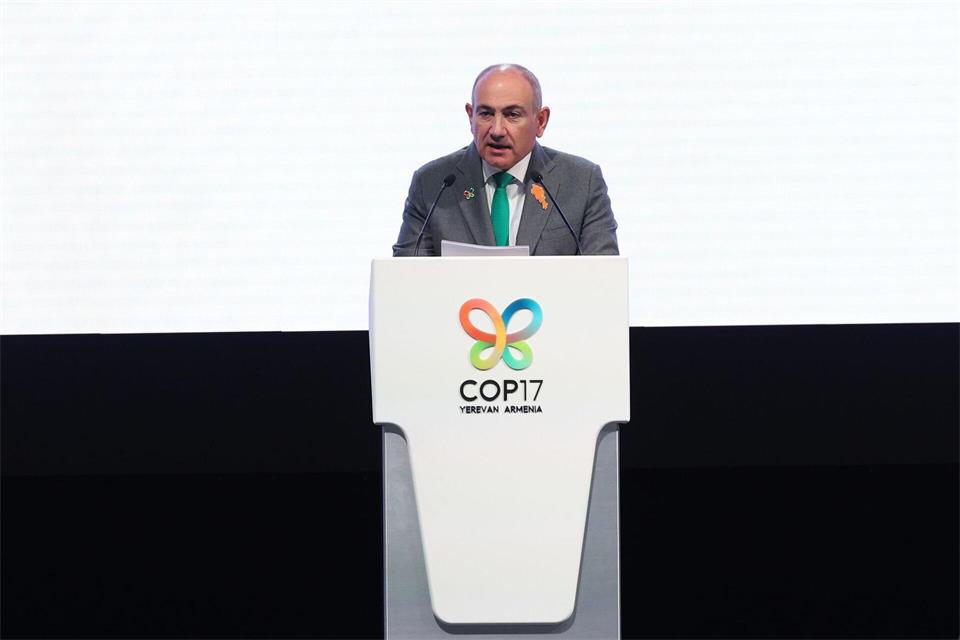 Im Fokus der UN-Konferenz zur biologischen Vielfalt steht eine Zwischenbilanz zum Stand der selbstgesteckten Ziele für den Schutz der Artenvielfalt. Der armenische Ministerpräsident Nikol Paschinjan hält bereits einige Tage vor Beginn der Konferenz eine Rede. Vahram Baghdasaryan/PHOTOLURE via AP/dpa