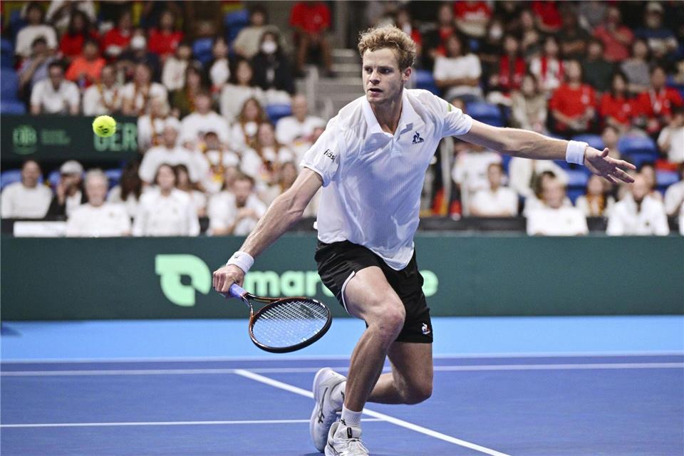 Im Gegensatz zu Alexander Zverev war er in Tokio dabei: Yannick Hanfmann.--/kyodo/dpa