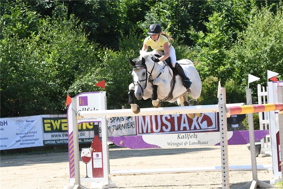 Im Sattel ihrer Stute Why Not O war Juliane Rölfing vom RV Gestüt Forellenhof im Rahmen der Lenklarer Reitertage in einer Springprüfung der Klasse M* nicht zu schlagen.