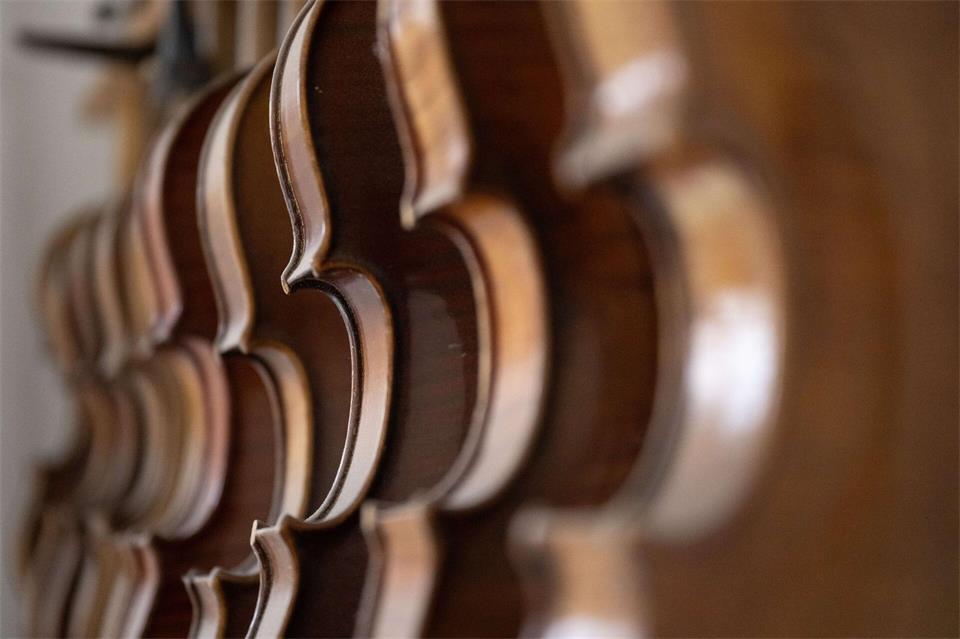 Im Studiengang Musikinstrumentenbau an der Westsächsischen Hochschule Zwickau baut ein Student je Semester ein eigenes Instrument.Sebastian Kahnert/dpa