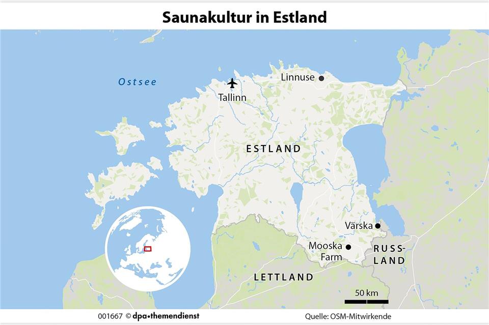 Viel Rauch um viel - Saunakultur in Estland Im Südosten Estlands, in der besonders dünn besiedelten Region Võromaa, wird die Jahrtausende alte Saunatradition noch gelebt.dpa-infografik/dpa-tmn